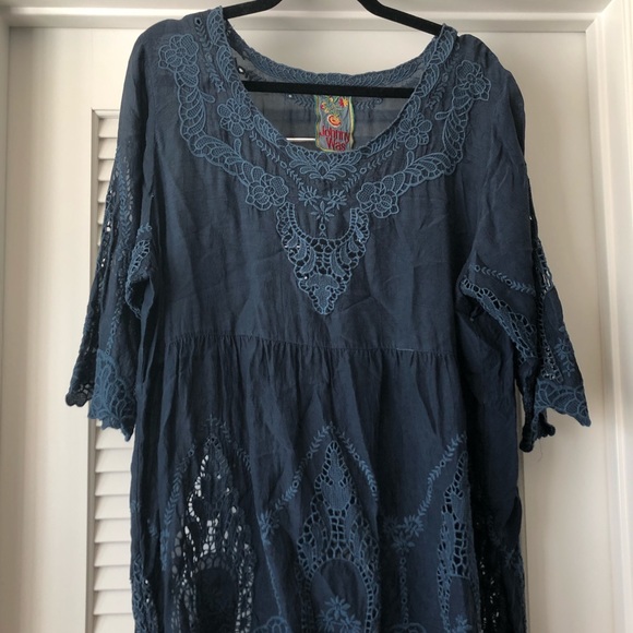 Johnny Was Tops - Johnny was Navy embroidered eyelet blouse